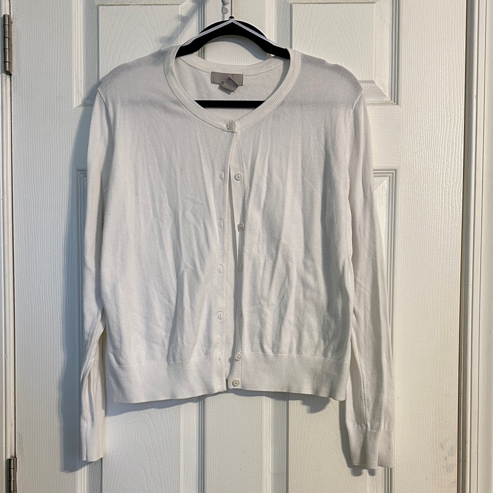 H&M White Button-Up Cardigan